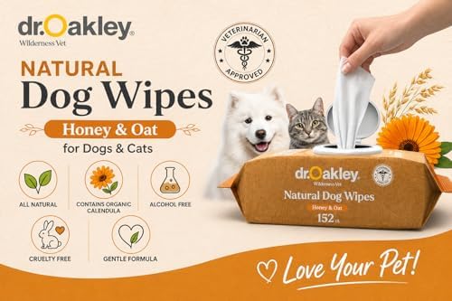 Dr. Oakley Dog Wipes for Paws and Butt | 152 Large 8x7 Pet Wipes for Dogs | Plant-Based Dog Cleaning Wipes | Dog Grooming Supplies for Sensitive Skin | Vet Recommended Daily Natural (Honey and Oat) - Image 3