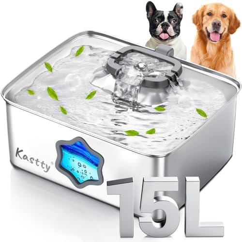 Kastty 4Gal/15L Stainless Steel Dog Water Fountain for Pets, Inside, FS81 by KASTTY