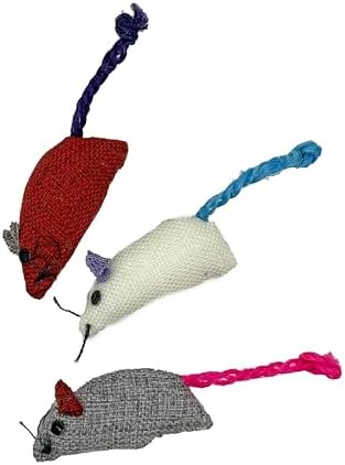 SPOT Burlap Mice Cat Toys, Interactive & Durable Catnip Toys for Indoor Cats & Kittens, Perfect for Hunting & Play, 3-Inch, Assorted Colors, 3 Pieces - Image 2