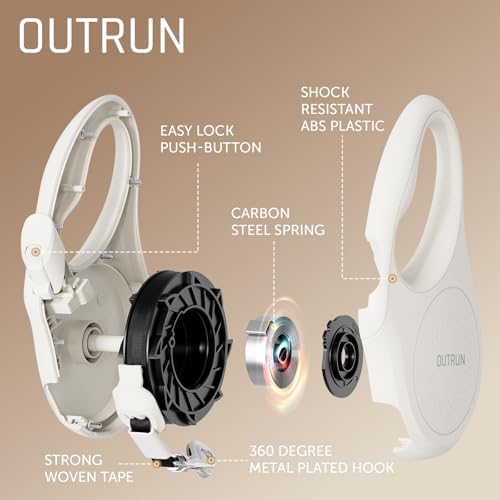 OUTRUN Retractable Dog Leash 16.5 FT Walking Leash up to 55 Lbs, Strong Nylon Tape No Tangle, Heavy Duty One-Handed Brake Lock Perfect for Small & Medium Sized Dogs and Pets (Cream White) - Image 2
