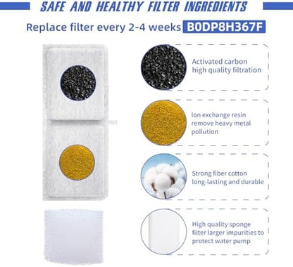 Stainless Steel Cat Water Fountain Filter(6 Filter cartridges + 3 sponges) - Image 5