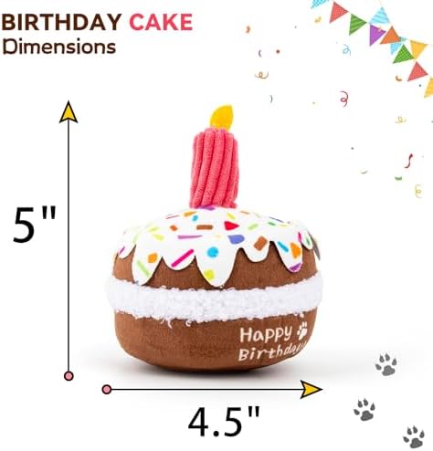 lilfrd Dog Birthday Toy, Birthday Cake Toys for Puppy Gifts, Squeaky Plush Dog Toys - Image 4