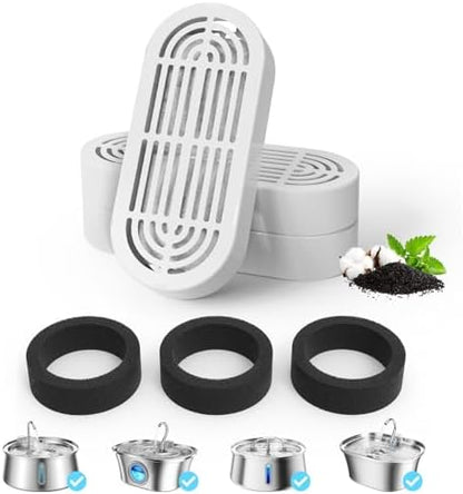 Cat Water Fountain Filter Pet Drinking Fountain Filter for 3.2L/108oz Cat Drinking Fountain and 4L/134oz Stainless Steel Pet Water Fountain (3 Filters & 3 Pre-Filter Sponges) by ITSCUTE