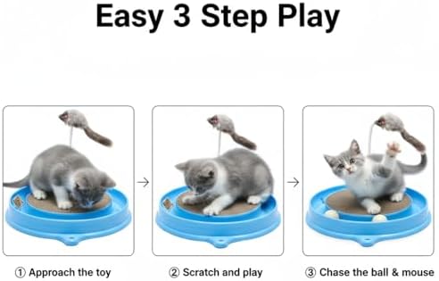AUOON Cat Scratcher Toy with Ball Track for Indoor Cats and Kittens, Blue - Image 4