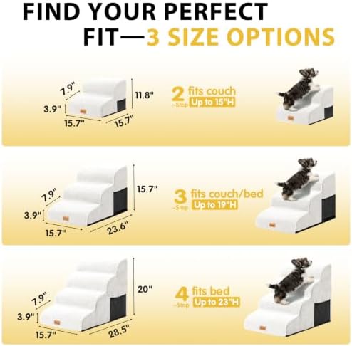 Dog Stairs for Small Dogs, 3-Step Non-Slip Foam Pet Steps for Couch Bed - Image 2