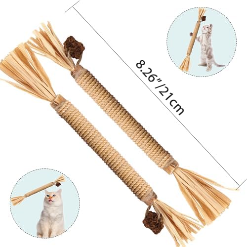 Silvervine Sticks for Cats, Silver Rattan Stick Catnip Stick,Kitten Training Toy,Cats Chew Stick Indoor,Cat Interactive Toy,Tooth Cleaning for cat,Kitty Wooden Tooth Stick Cat Game - Image 2