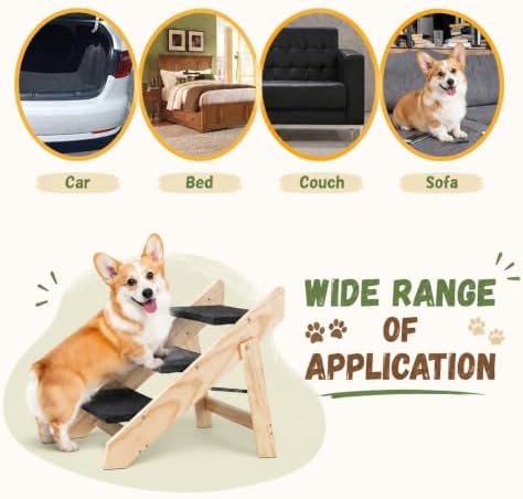Wooden Dog Stairs & Ramp for Small Medium Dogs and Cats, Foldable Pet Steps - Image 7