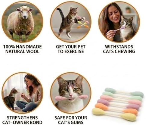 Glaciart One Swabs Cat Toys with Catnip - 6 Pk | Durable for Chew, Cute Cat Toys Interactive Kitty for Boredom, Exercise, & Play | Filled w/Organic Catnip for Anxiety & as Digestive Aid | Gift Idea - Image 3