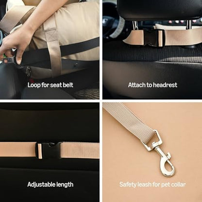 Amazon Basics Dog Car Seat, Pet Booster for Small-Medium Dogs with Leash & Washable Cover, Beige - Image 6