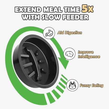 Elevated Dog Bowls with Slow Feeder and Spill Proof Mat, Adjustable Height 4.3-11.8'', Two 1.7L Stainless Steel Food & Water Bowls, Metal Raised Dog Bowl Stand, for Large Medium Breeds - Image 6