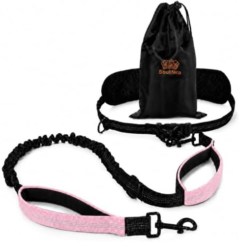 Hands Free Dog Leash, Adjustable Waist Belt 27-51", 2 Reflective Padded Handles, Comfortable Shock Absorbing Bungee, for Small Medium Large Dogs, Walking Jogging Running by Unknown