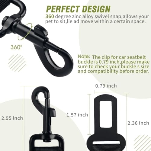 COOYOO Dog Seat Belt,Retractable Dog Car Harness Seat Belt for Car Adjustable Nylon Pet Safety Seat Belts Heavy Duty & Elastic Bungee Buffer - Image 5