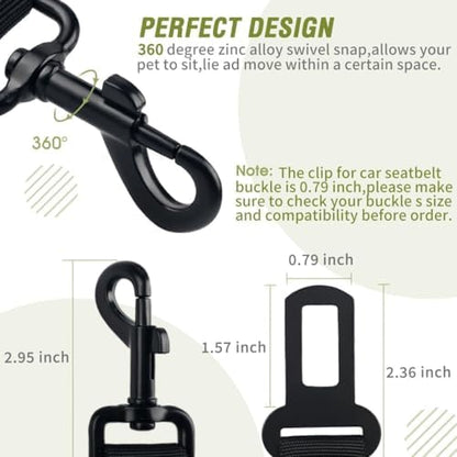 COOYOO Dog Seat Belt,Retractable Dog Car Harness Seat Belt for Car Adjustable Nylon Pet Safety Seat Belts Heavy Duty & Elastic Bungee Buffer - Image 5
