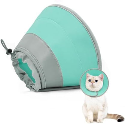 Cat Cone Collar Soft to Stop Licking, Adjustable, Foldable Lightweight Kitten Cones After Surgery Recovery for Cats & Kittens, Cat Cone Alternative, Easy Eating (Solid Green, L) by GoGoPaw