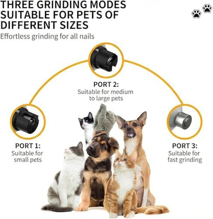 Silent Pet Nail Grinder Pro Dog and Cat Nail Trimmer with LED Light 3-Speed Low Noise Electric Pet Nail Trimmer Painless Paw Grooming Tool for Small Medium Large Dogs Cats, with 2 X Replacement Heads - Image 2