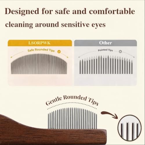 Walnut Wood Eye Comb for Pets, Professional Tear Stain Removal Tool - Image 3