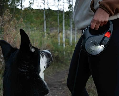 TUG Oval 360° Tangle-Free Retractable Dog Leash | Flashlight Included | Integrated Waste Bag Dispenser Pocket (Small, Black) - Image 4