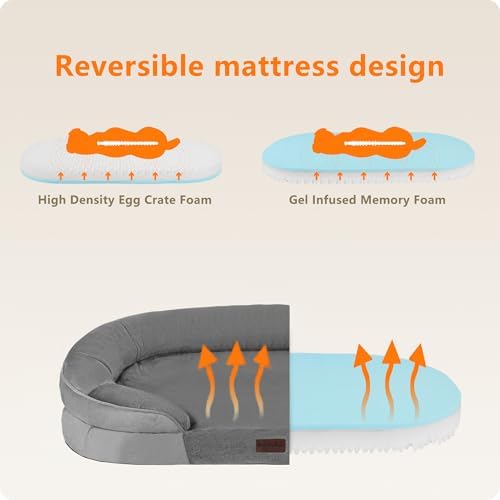Dwanton Orthopedic Waterproof Large Dog Bed Sofa, Gel Memory Foam, 42" - Image 3