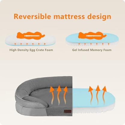 Dwanton Orthopedic Waterproof Medium Dog Bed Sofa, Gel Memory Foam, 36" - Image 3