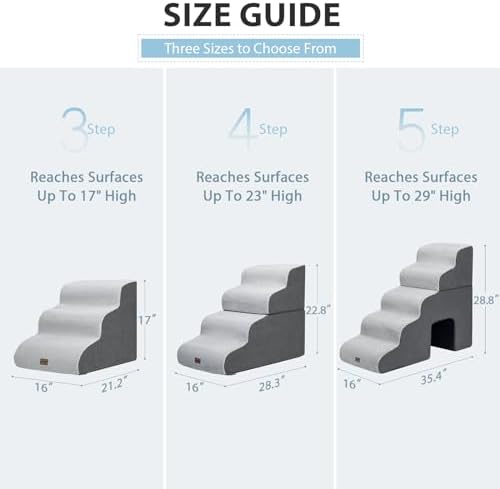 Garnpet Dog Stairs for Couch Sofa and Chair, 3-Step Dog Steps for Small Dogs and Cats, Non-Slip Indoor Pet Step, Light Grey - Image 4
