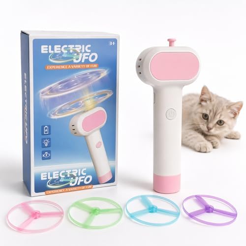 Cat Fetch Toy, One-Touch Automatic Launcher, Up to 20m Range, No Winding Needed, USB-C Rechargeable Flying Disc Toy, Interactive Cat Toy, Indoor Outdoor Use by Unknown
