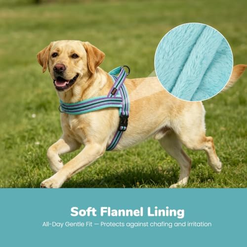 Didog No Pull Dog Harness for Large Dogs, Soft Flannel Padded, Mixed-Blue,L - Image 2