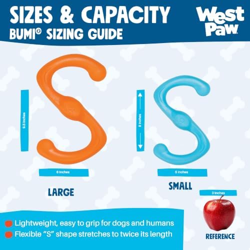 WEST PAW Zogoflex Bumi Dog Tug Toy – S-Shaped, Lightweight Chew Toys for Fetch, Play, Pet Exercise – Tug of War Soft Flinging Squishy Chewy Toy for Dogs – Guaranteed, Latex-Free, Small 8", Tangerine - Image 5