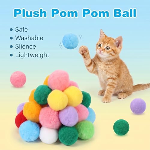 30 Pcs Premium Silent Cat Pom Pom Balls, 1.2in Cat Toy Ball - Image 3