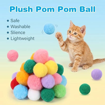 30 Pcs Premium Silent Cat Pom Pom Balls, 1.2in Cat Toy Ball - Image 3