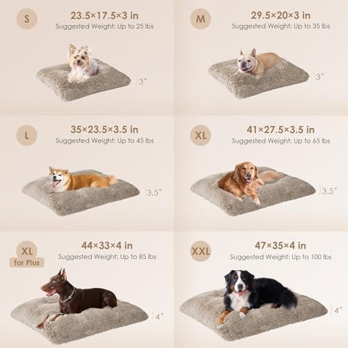 EHEYCIGA Fluffy Dog Crate Bed, Plush Extra Large Plus Dog Pillow, Taupe - Image 2