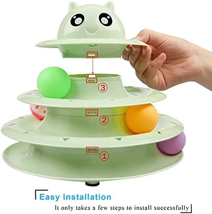 UPSKY Cat Toy Roller 3-Level Turntable Cat Toys with Six Colorful Balls - Image 3