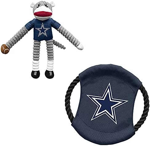 Littlearth NFL Unisex-Adult NFL Sock Monkey and Flying Disc Pet Toy Combo Set by Littlearth