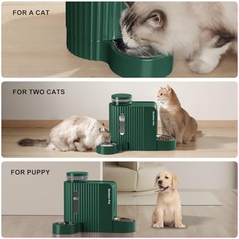 Gravity Automatic Cat Feeder, Water & Food Dispenser Set, Stainless Bowls - Image 7
