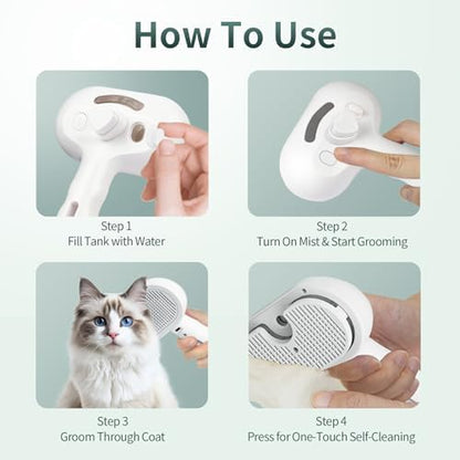 3-in-1 Self-Cleaning Shedding Steam Brush for Dogs & Cats - Image 7