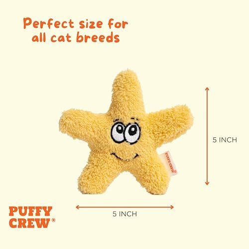 Interactive Catnip Cat Plush Toy, Ocean Theme, 5'', for All Breed Size Cats (Starfish) - Image 3