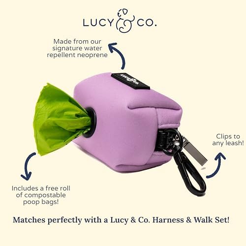 Lucy & Co. Bouquet Dog Poop Bag Holder and Dispenser, Clips to Leash, Water-Repellent Neoprene, Includes Refill Roll - Image 3