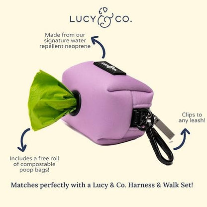 Lucy & Co. Bouquet Dog Poop Bag Holder and Dispenser, Clips to Leash, Water-Repellent Neoprene, Includes Refill Roll - Image 3