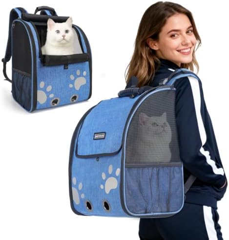 Cat Backpack Carrier with Comfort Handle, Ventilated Cat Backpack by HOME