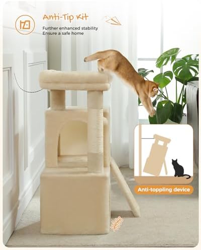 PAWZ Road 30" Cat Tower, Small Cat Tree with 2 Condos for Indoor Cats - Image 6