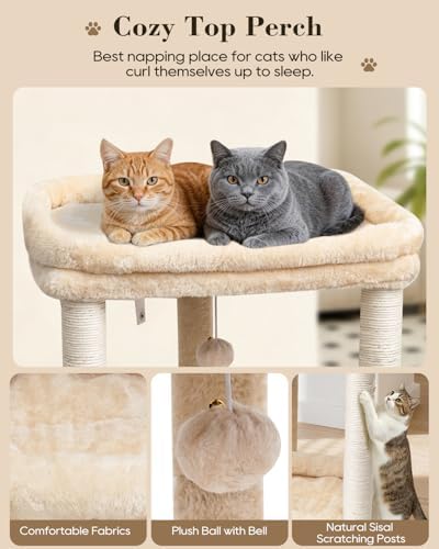 SYANDLVY Small Modern Cat Tree with 2 Levels Perch Platforms for Kittens - Image 4