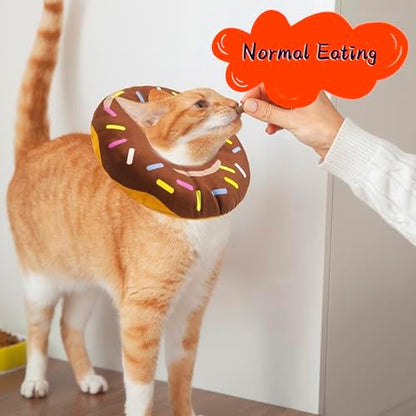Seyezo Cat Cone Collar Soft, Adjustable Cat Recovery Collars, Donut Brown M - Image 4