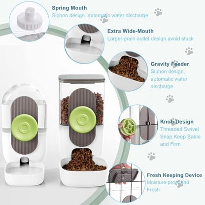 Lemtrflo Rabbit Feeder, Bunny Water Bottle Dispenser, Pet Cage Food Bowl - Image 2