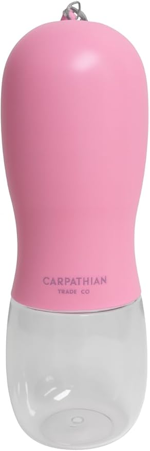 Dog Water Bottle for Walking, Portable Pet Water Dispenser, Leak-Proof Travel Bottle for Dogs and Cats – 300ml Pink by CarpathianTradeCo