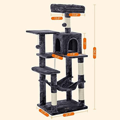 Feandrea Cat Tree, 54.2-Inch Cat Tower, Multi-Level Condo, Smoky Gray - Image 6