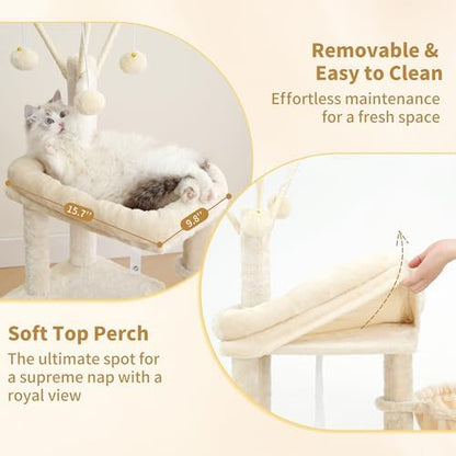 Heybly Cat Tree, 45.3" Cat Tower for Indoor Cats with Large Perch HCT202SM - Image 4
