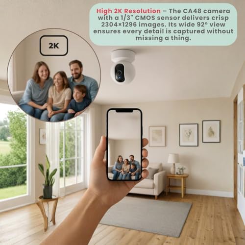VicoHome CA48 Indoor Security Camera – 3K WiFi Pet & Baby Monitor, 360° Pan/Tilt, Night Vision, Motion Detection, Two-Way Audio, Works with VicoHome App - Image 4