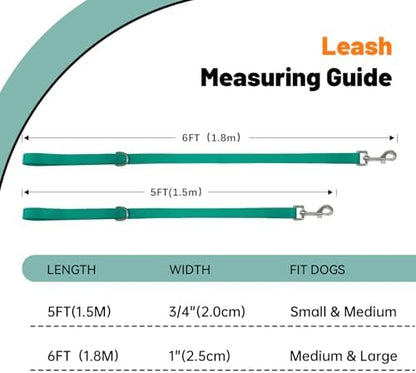 Waterproof Dog Leash, 5/6 FT Durable Odor-Proof Dog Leashes with Strong Metal Hooks Fits Small Medium or Large Dogs (Emerald Green, 5FT - 3/4 inch Width) - Image 4