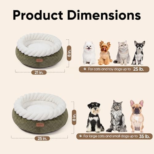 FUKUMARU Cute Round Cat Bed, Calming Donut Small Dog Beds, Washable - Image 6