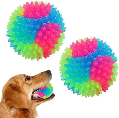 2Pcs Dog Balls,2inch Light Up Dog Balls,Flashing Elastic Ball,Glowing Interactive Led Pet Toys for Puppy Small Medium Dogs Cats by FineInno