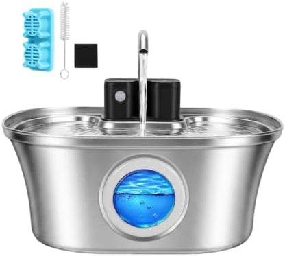 Wireles Cat Water Fountain, 108oz/ 3.2l Automatic Cordless Pet Fountain, Stainless Steel & Rechargeable &Battery Operated Cat Water Fountain, Wireless Pet Fountain with 4200 Mah Battery by TheBestPetConsultant